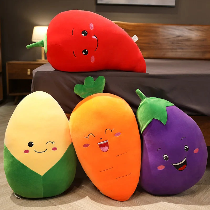 Juguete de peluche de verduras sonrientes, cuatro verduras, 12-20" | 30-50 centímetros