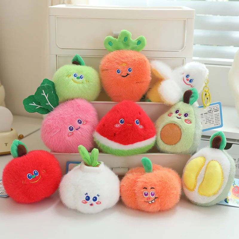 Simulation Fruits & Vegetables Plush Pendant Set | 18 Styles, 9 cm Each
