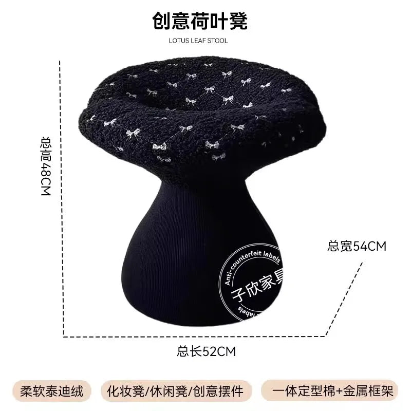 MOMO Mushroom Stool | Decorative Plush Seat Footrest