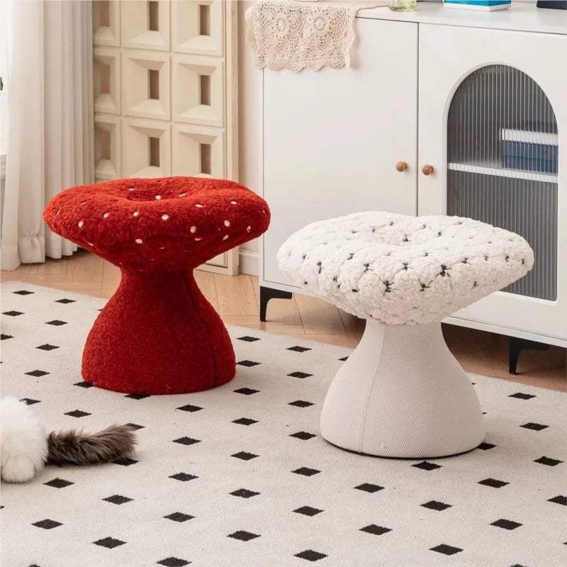 MOMO Mushroom Stool | Decorative Plush Seat Footrest