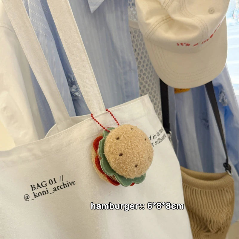 Food-Shaped Plush Keychain Set | Hamburger, Cake & Sandwich Stuffed Pendants