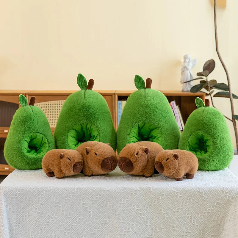 Avocado Capybara Plush Pillow – Kawaii Animal Stuffed Toy, 14" | 35 cm