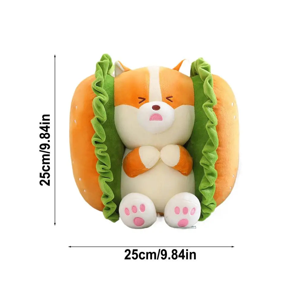 Kawaii Corgi/Lapin en peluche Hamburger, 10-16" | 25-40 cm