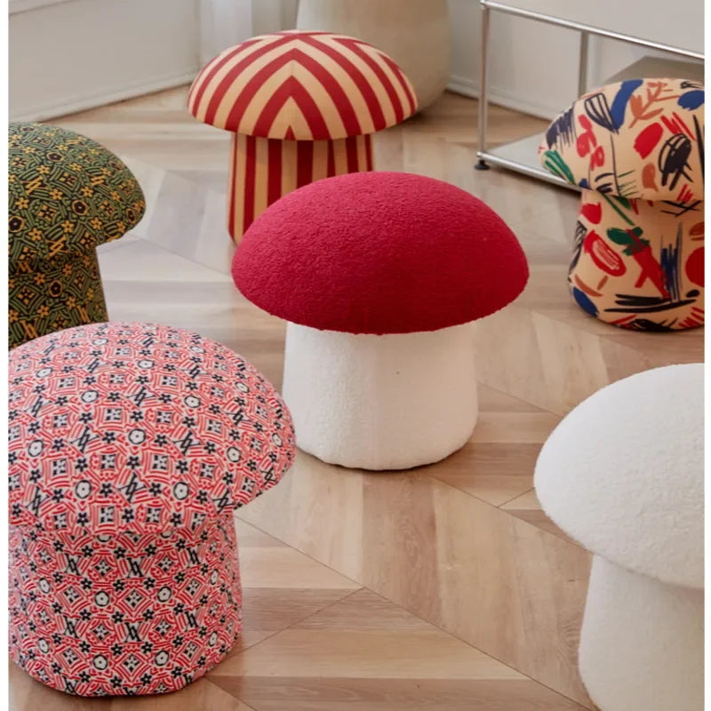 Cozy Cap Plush Mushroom Ottoman - Six Colors