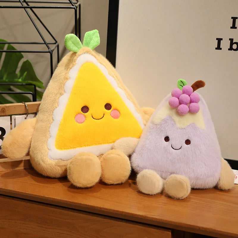 Kawaii Fruit Cake Plush Pillow – Strawberry, Blueberry & Grape Dessert Doll