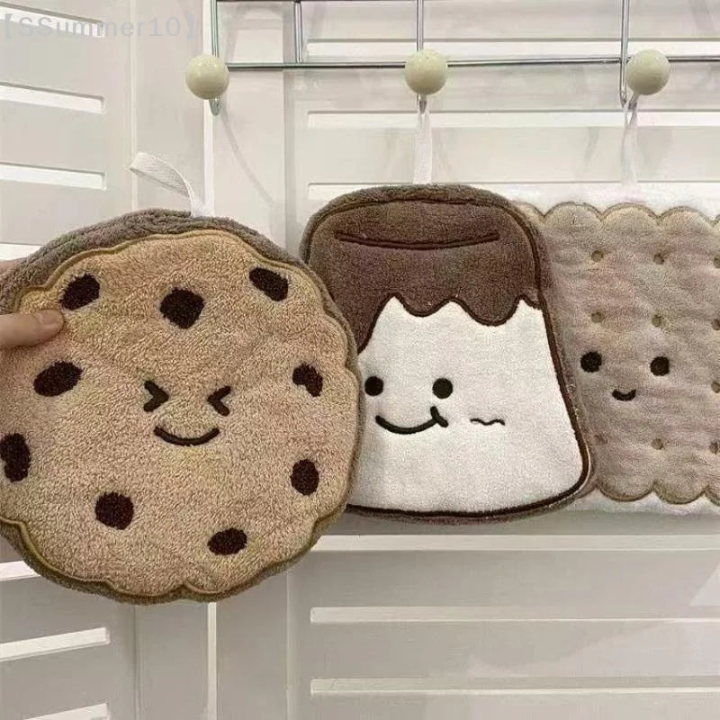 Cartoon Cookies Hand Towel | Cute Food-Print Absorbent Kitchen Towel