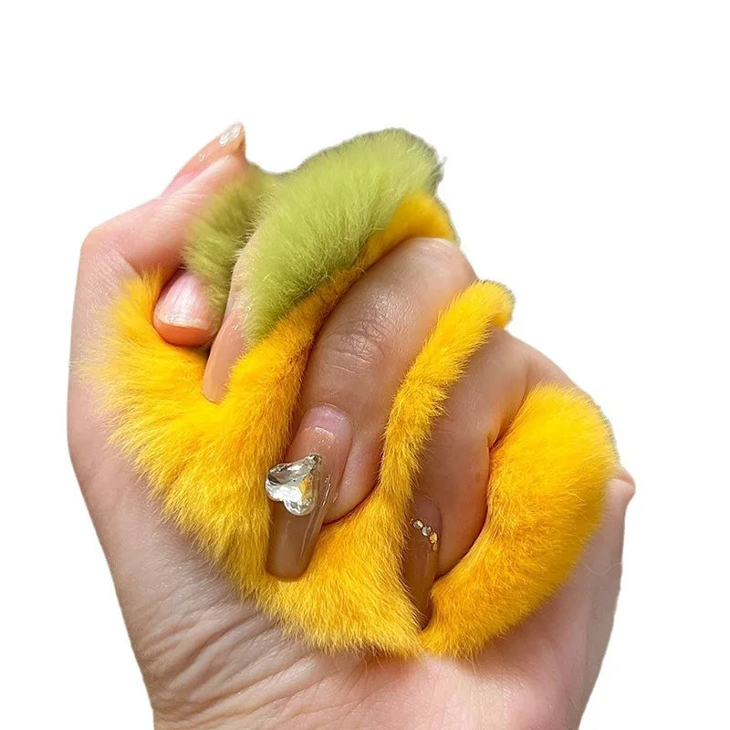 Mango Car Keychain – Real Fur Plush Otter Rabbit Pendant