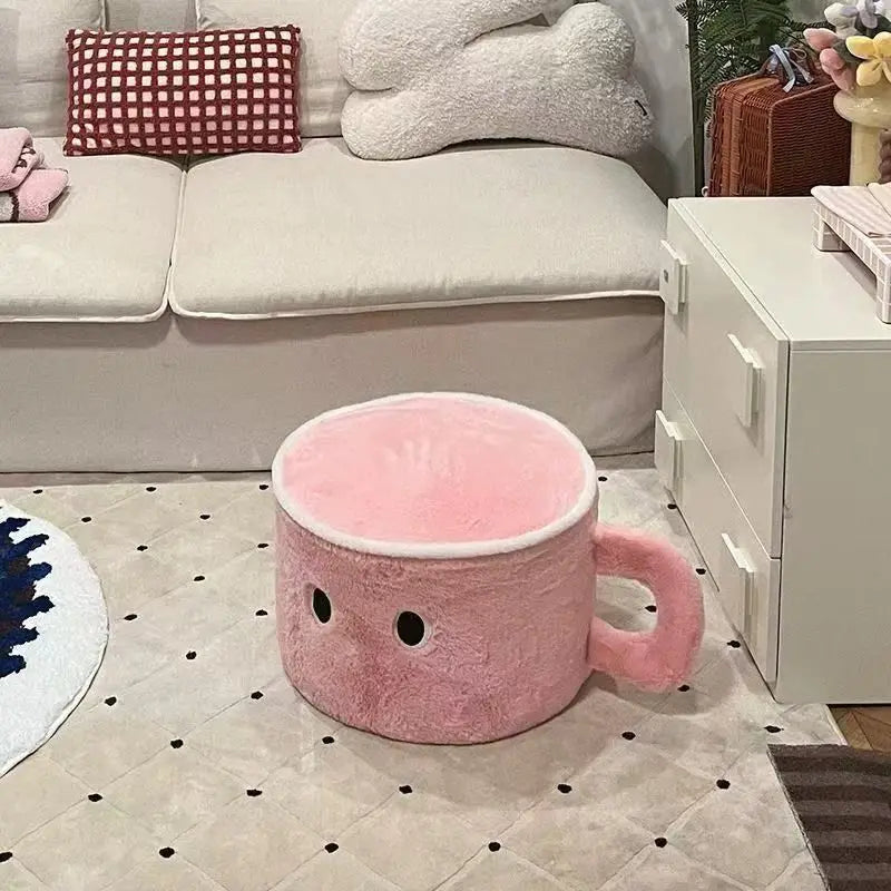Big Eyes Water Cup Plush Cushion – Cartoon Floor Seating Block