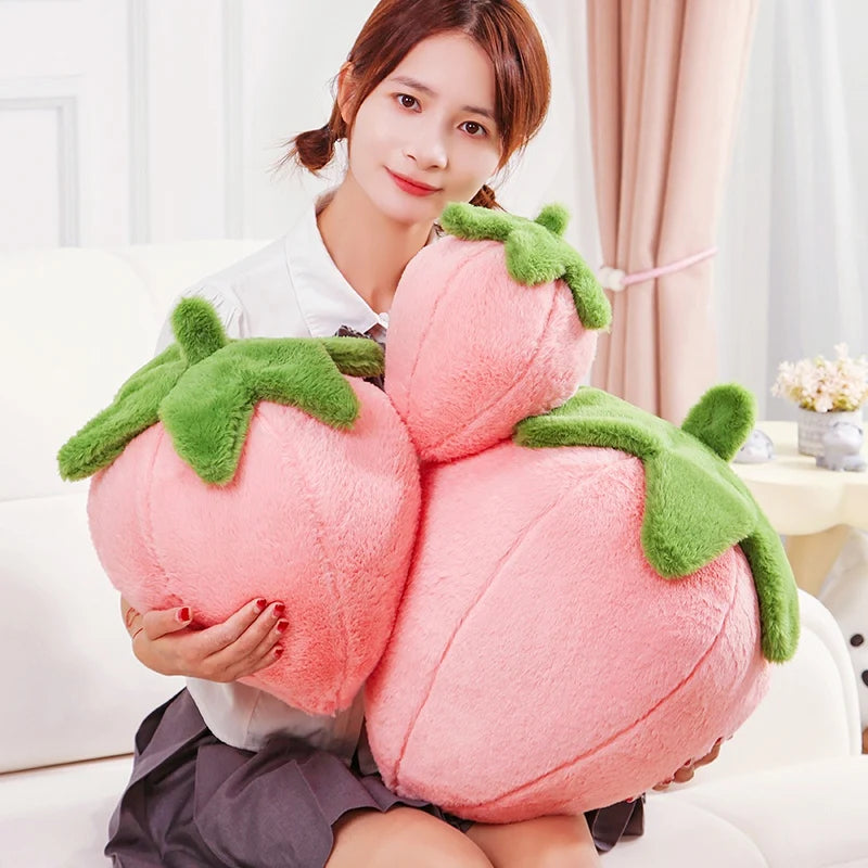 Cartoon Strawberry Plush Pillow, 9-18" | 23-45 cm