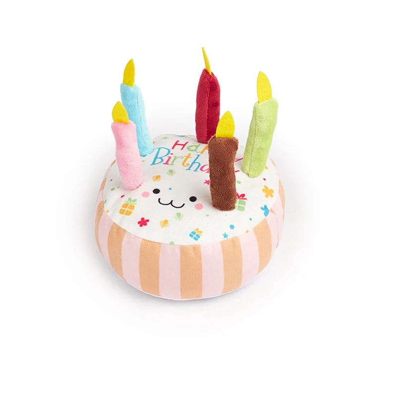 Birthday Cake Dog Chew Toy | Squeaky Molar Plush Pet Toy