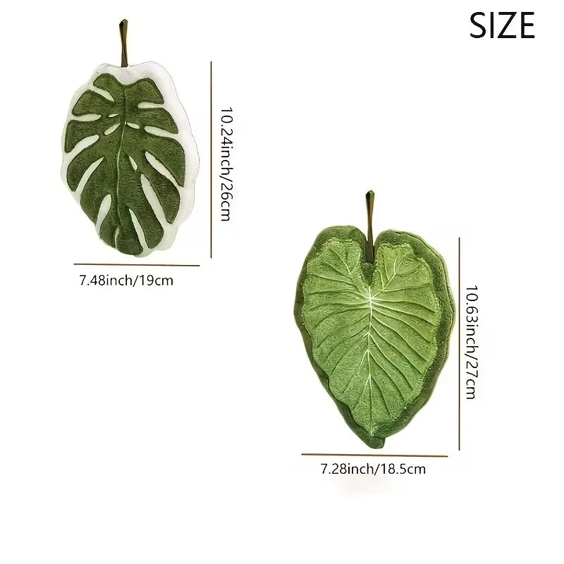 Leaf-Shaped Bathroom Hand Towel | Soft Absorbent Coral Fleece Cloth