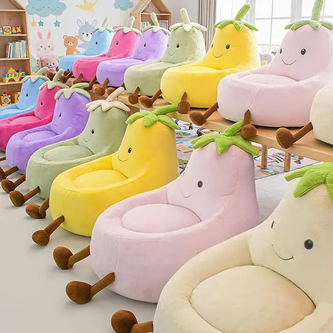 Veggie Bean Bag Chair | Kids' Plush Stuffed Sofa Seat, 31-inch