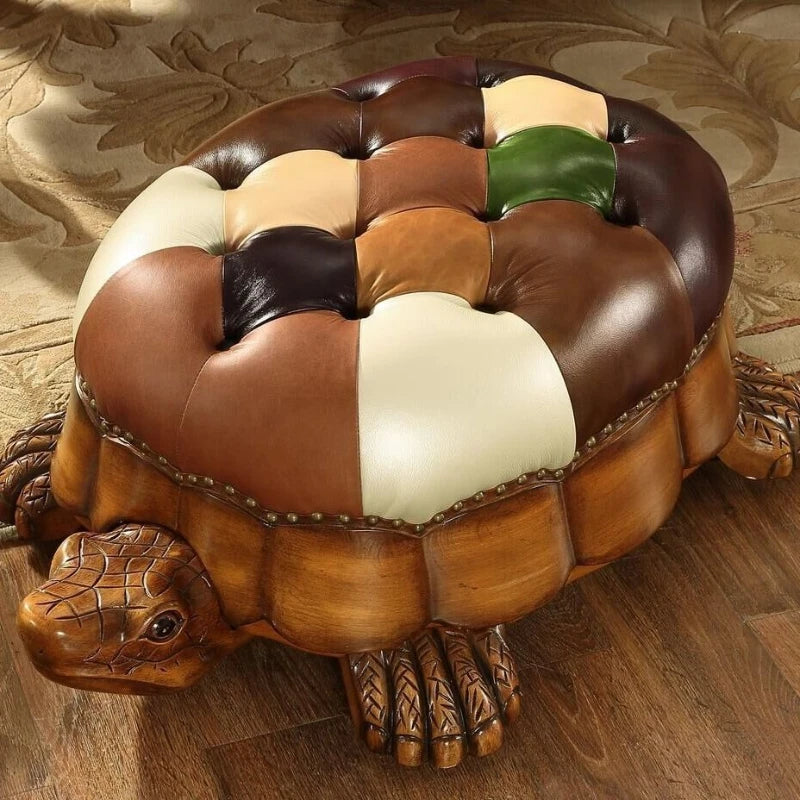 Ottoman en cuir de tortue sur mesure, cinq couleurs