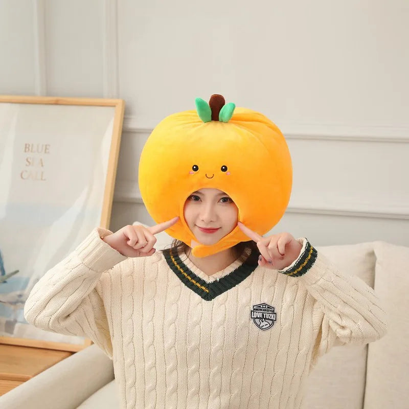 Plush Orange Novelty Hat, 14" | 35 cm