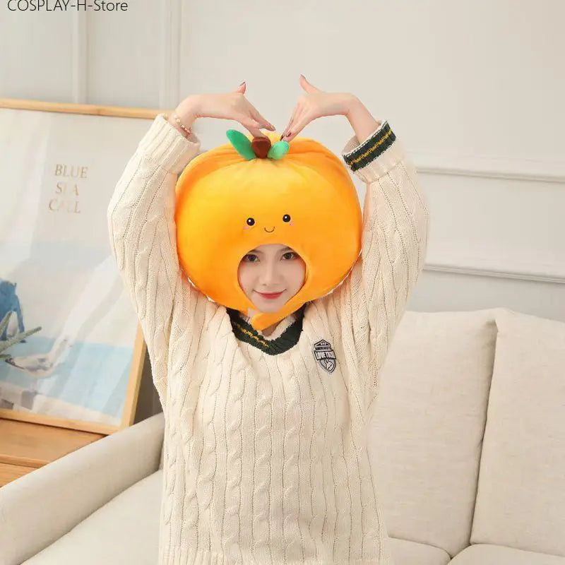 Plush Orange Novelty Hat, 14" | 35 cm