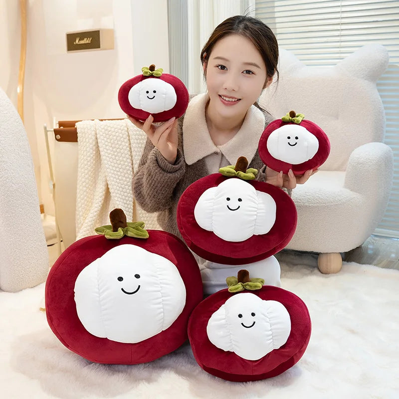 Creative Mangosteen Plush Toy | Cute Tropical Fruit Stuffed Animal | soft stuffed plushie | detail view