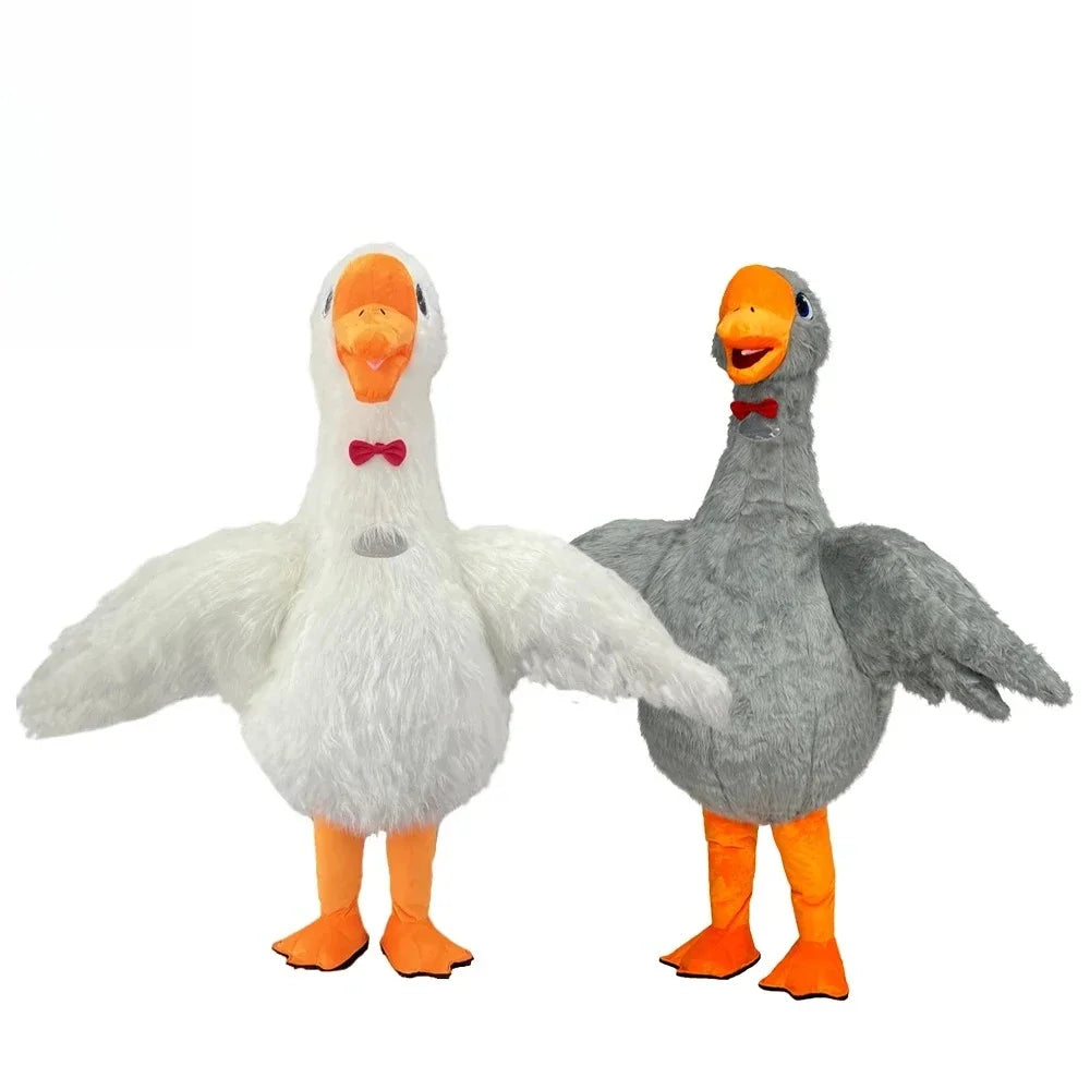 Costume de cygne blanc en peluche gonflable