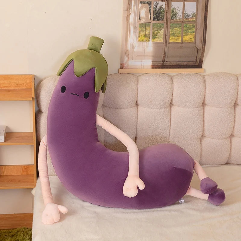 Banana & Eggplant Soothing Pillow | Dual-Fruit Plush Stuffed Cushion | soft stuffed plushie | view 7