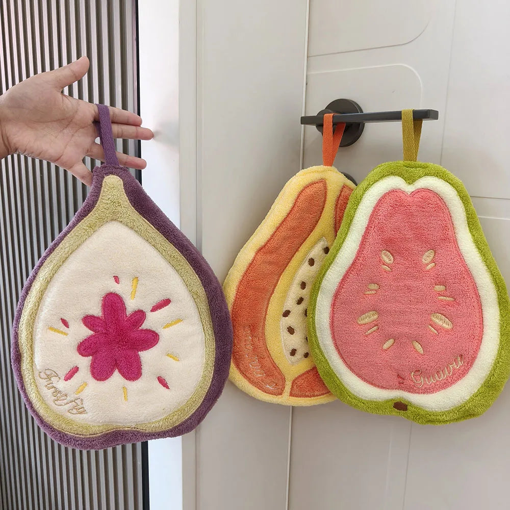 Absorbent Plant & Fruit Hanging Hand Towels | Kitchen & Bathroom Set