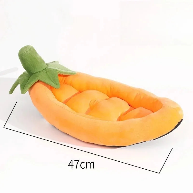 Vegetable-Shaped Pet Dog Bed | Kawaii Food-Themed Plush Sleeping Mat