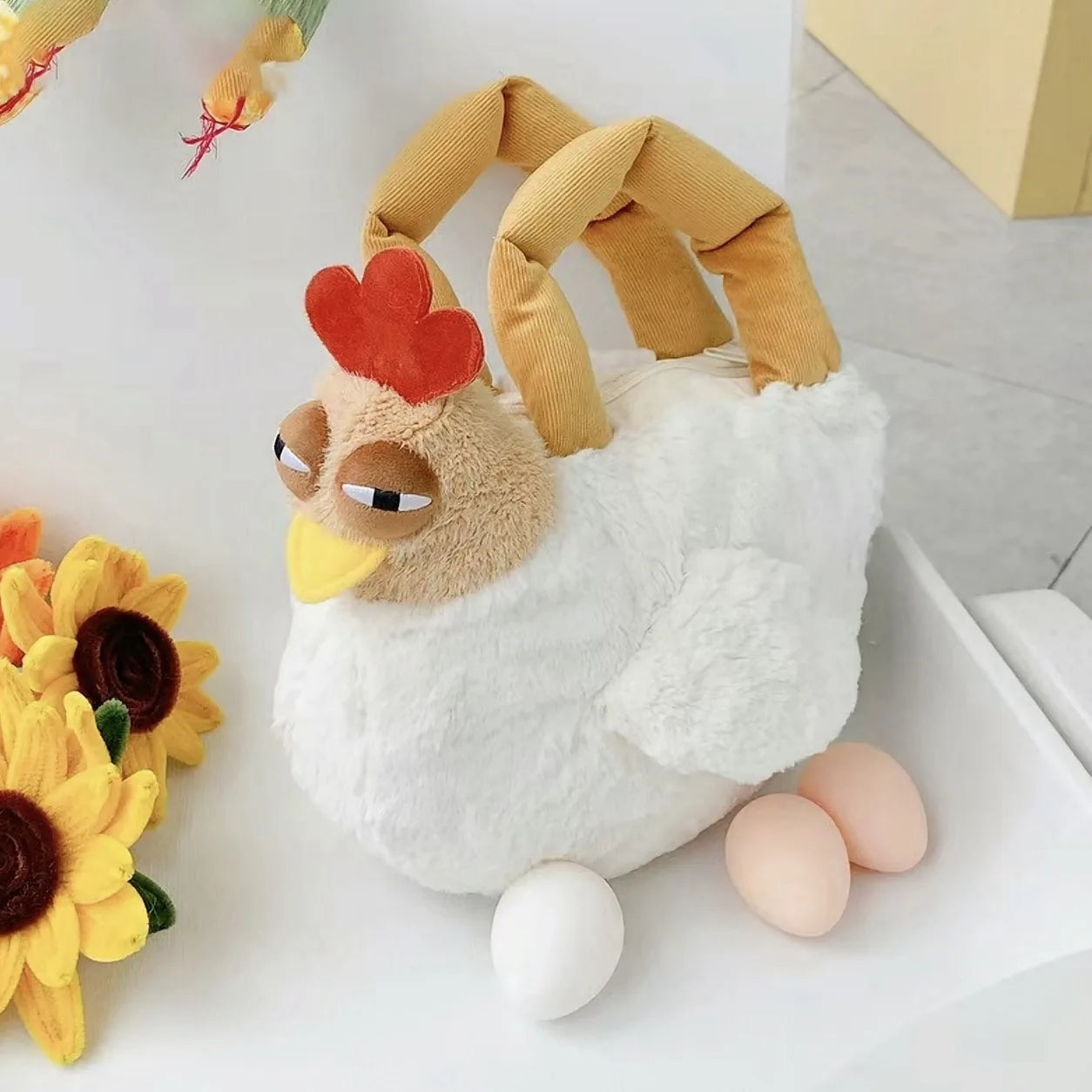 Cute Chicken Crossbody Bag | Novelty Animal Plush Shoulder Bag, 13\" | 32 cm