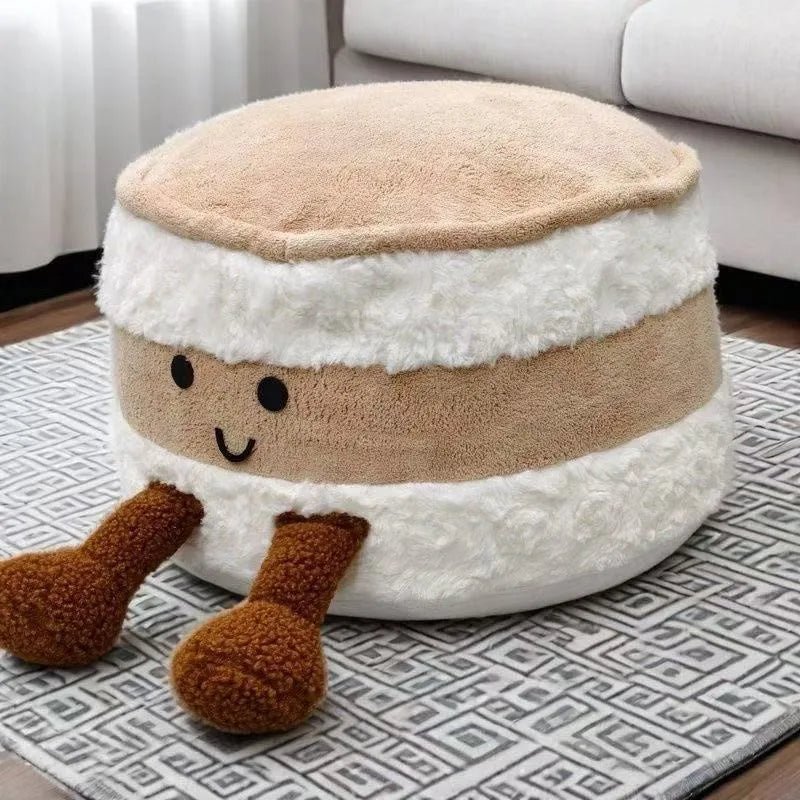 Bread Loaf Footstool | Cute Plush Ottoman for Living Room