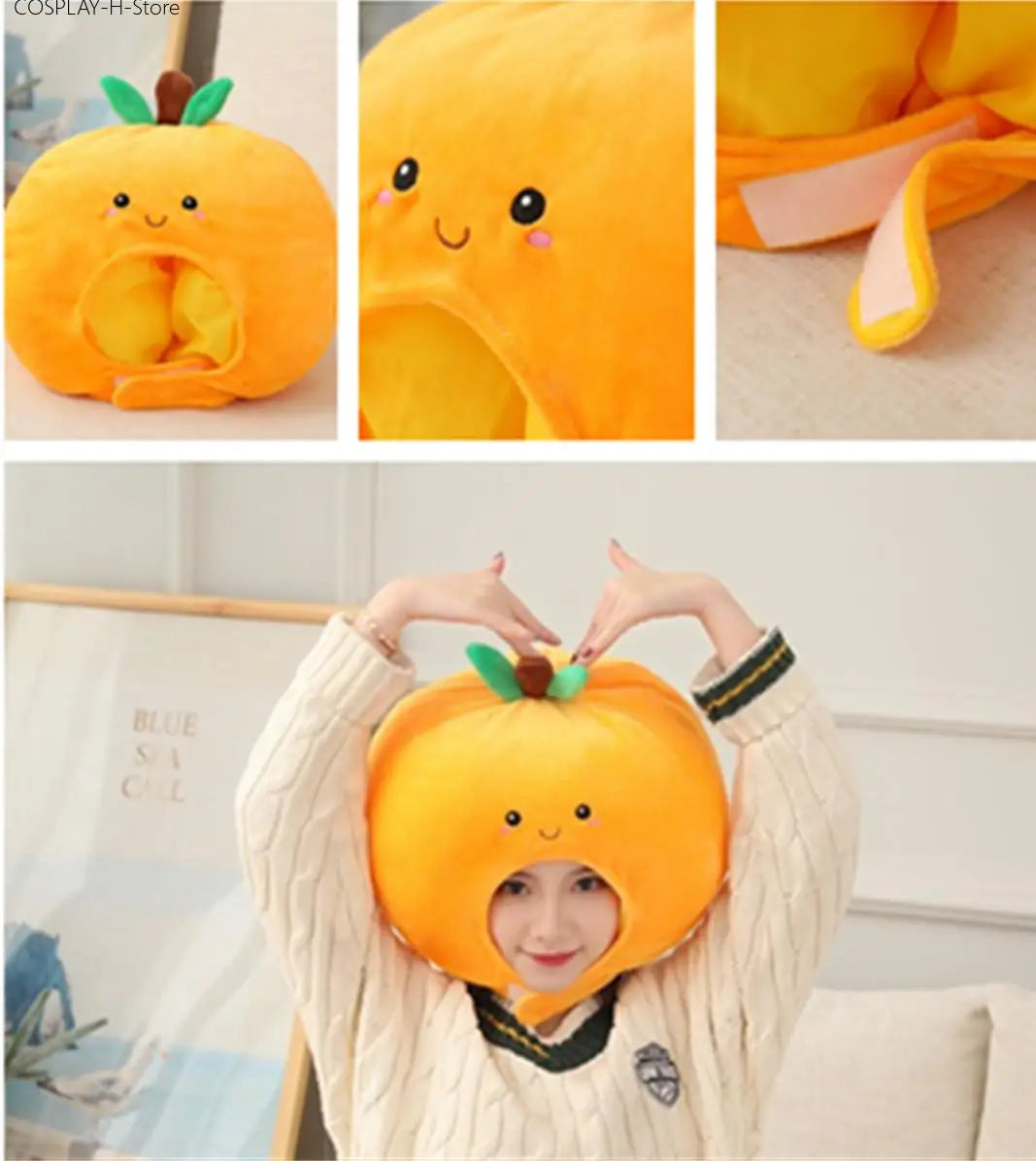 Plush Orange Novelty Hat, 14" | 35 cm