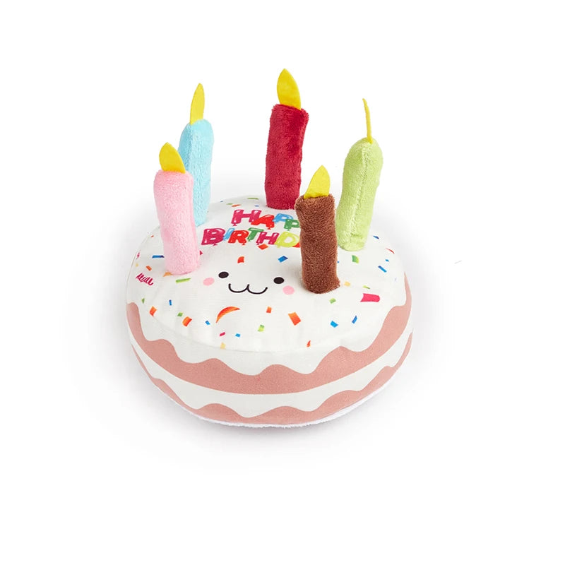 Birthday Cake Dog Chew Toy | Squeaky Molar Plush Pet Toy