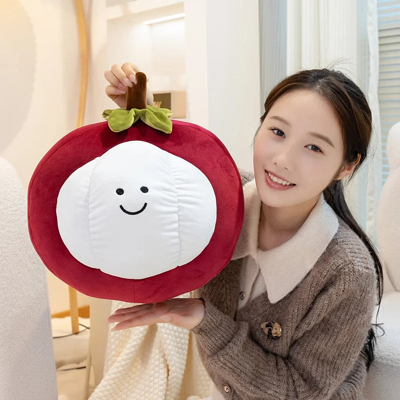 Creative Mangosteen Plush Toy | Cute Tropical Fruit Stuffed Animal | soft stuffed plushie | back view