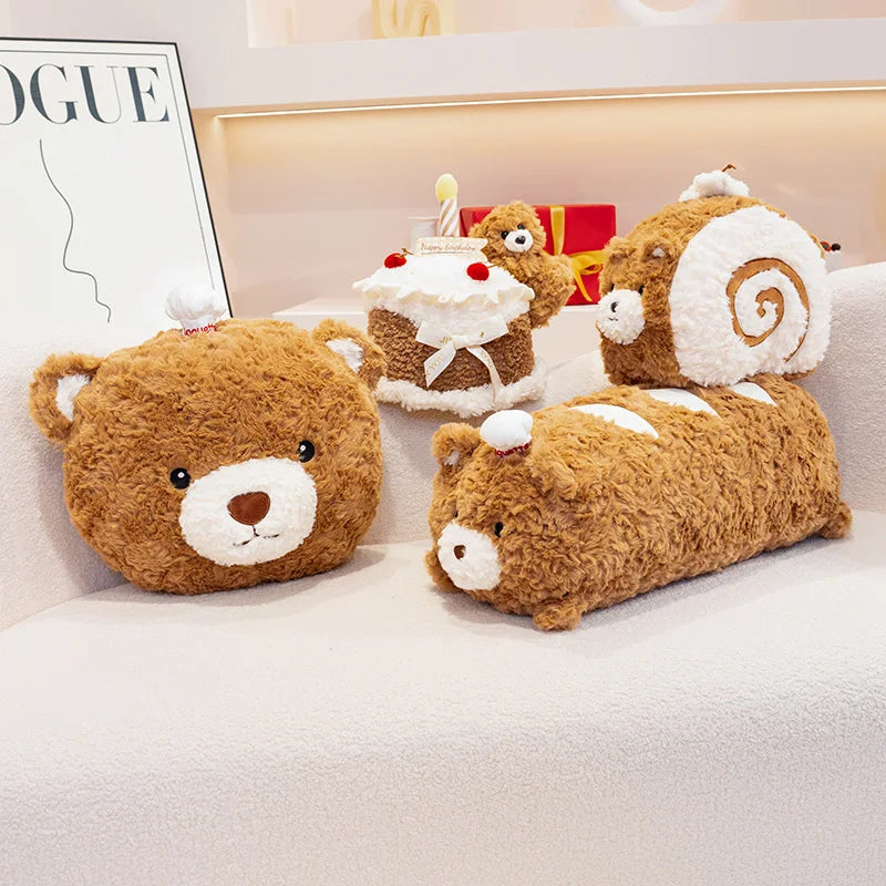 Simulation Cake Bear Plush | Kawaii Bear with Birthday Cake Stuffed Toy