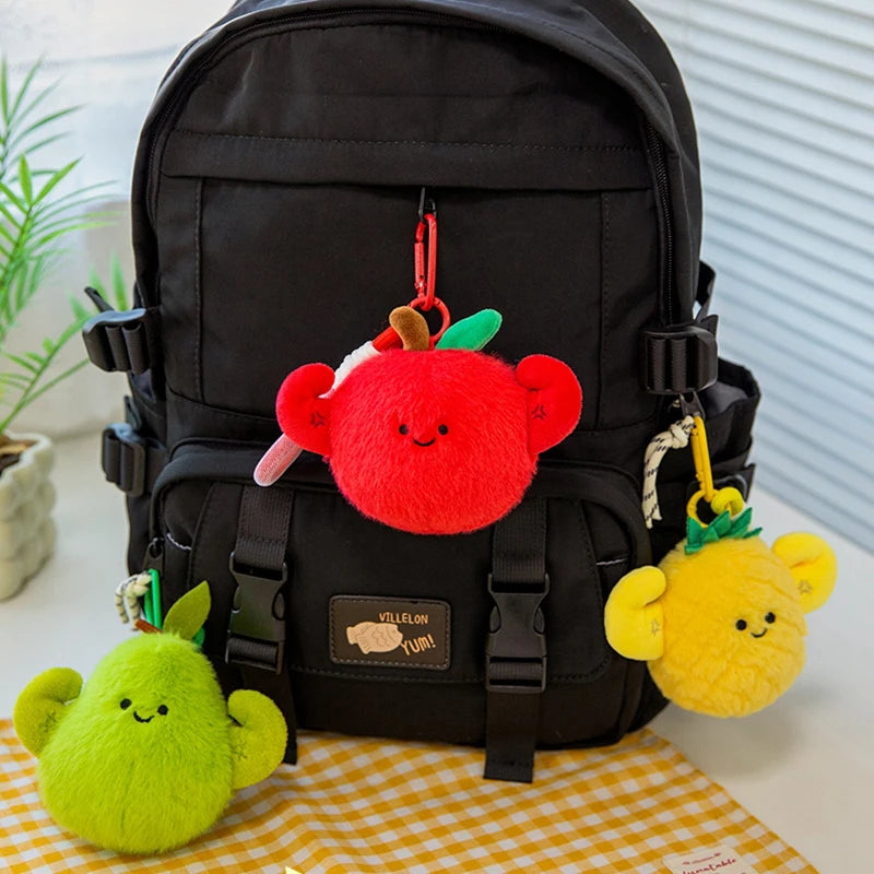 Mini Fruit Plush Keychain Set | Pear, Avocado, Pineapple, Lemon & Banana Pendants, 5\" | 12 cm