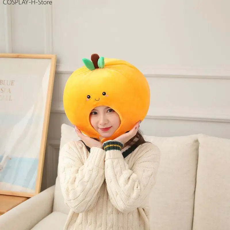 Plush Orange Novelty Hat, 14" | 35 cm
