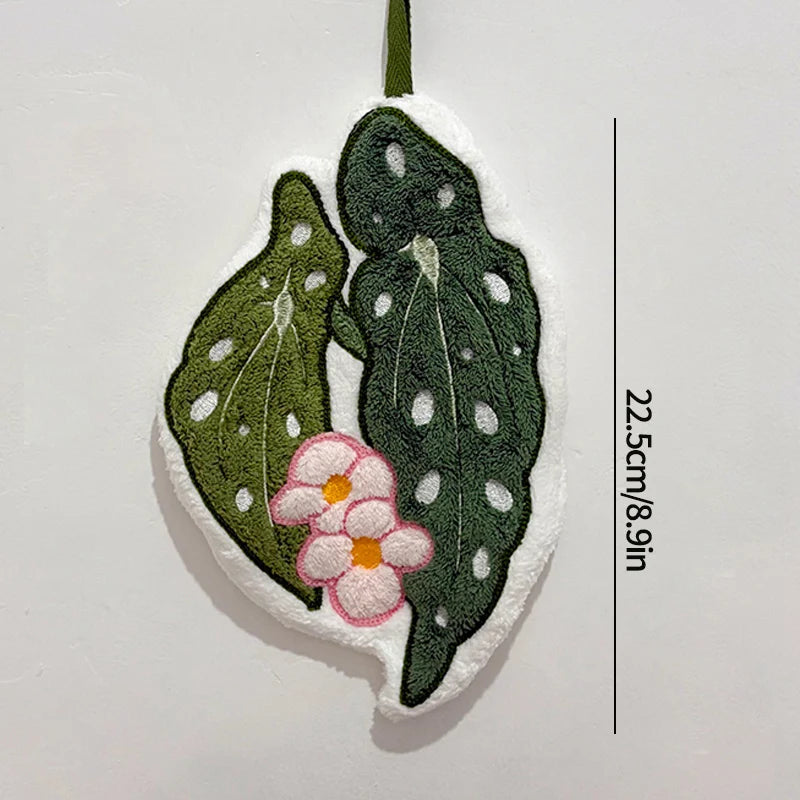 Leaves Design Absorbent Hand Towel | Botanical Print Kitchen Towel