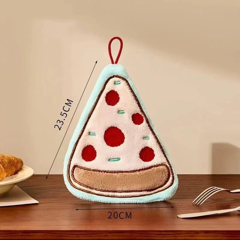 Kitchen Design Absorbent Hand Towel | Food-Print Coral Fleece Towel