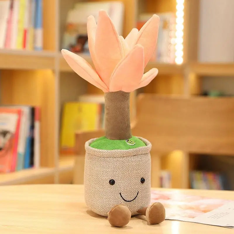 Plushie de succulente Dracaena en pot, quatre couleurs, 14" | 35 cm