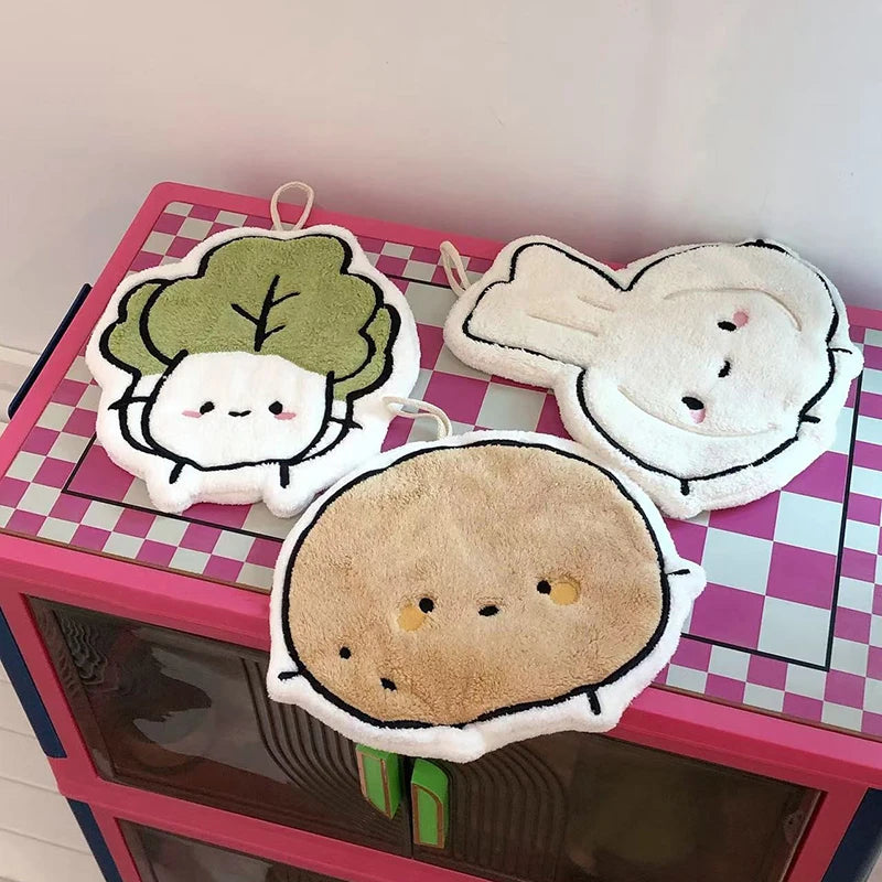 Kawaii Cartoon Absorbent Hand Towel | Cute Character Kitchen Towel