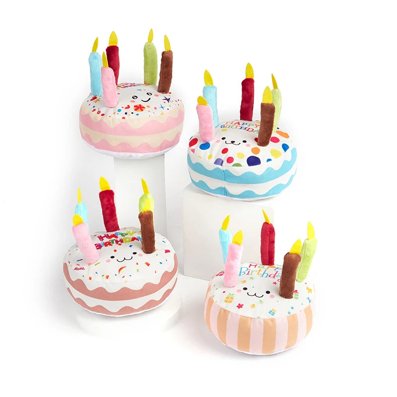 Birthday Cake Dog Chew Toy | Squeaky Molar Plush Pet Toy