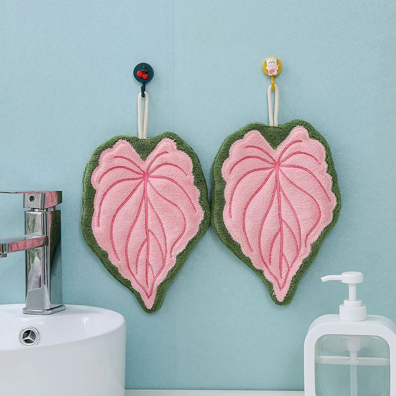Leaves Design Absorbent Hand Towel | Botanical Print Kitchen Towel