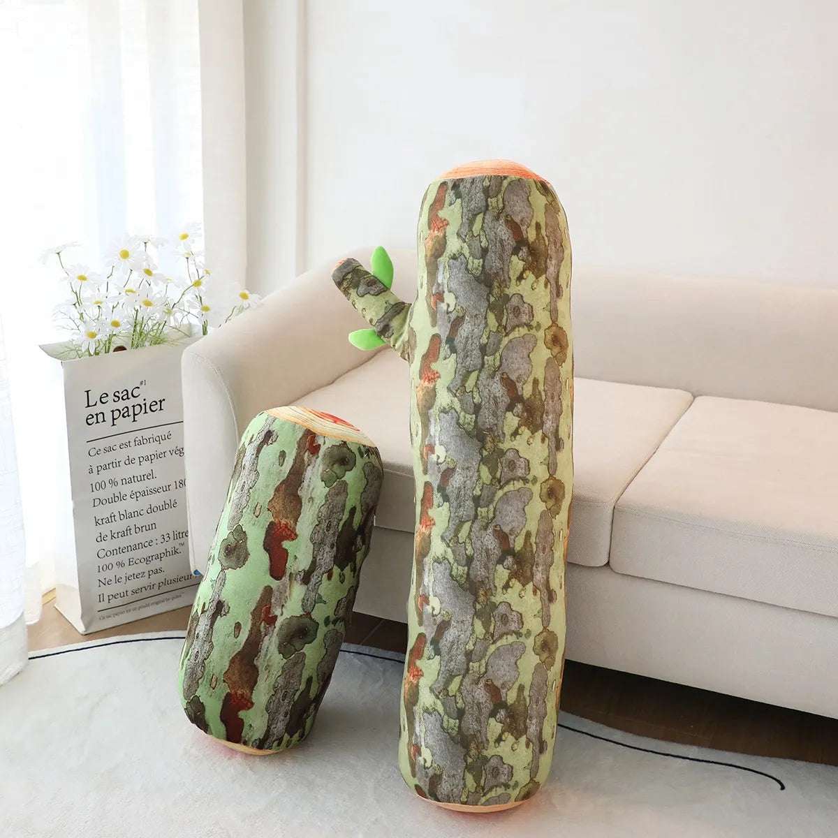 Realistic Tree Stump Plushie, Two Colors, 18-33" | 45-85 cm