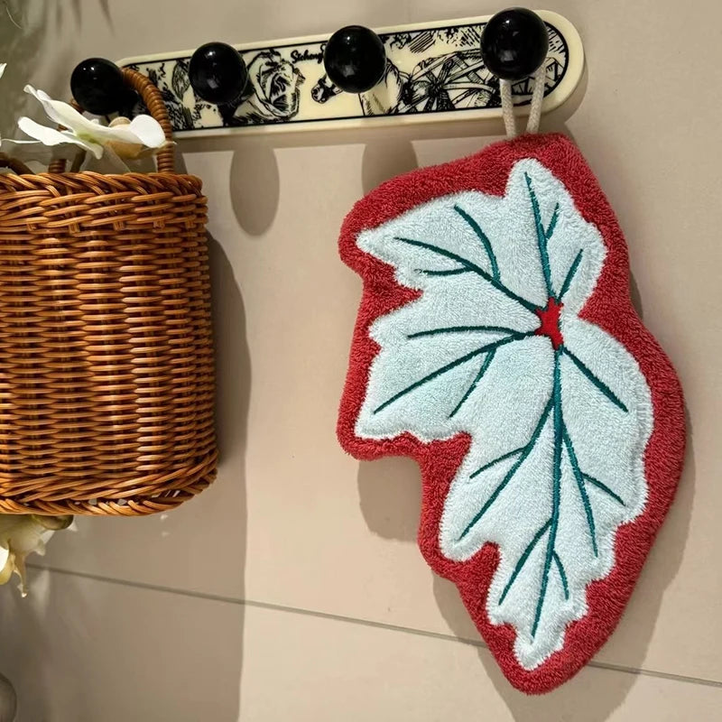 Leaves Design Absorbent Hand Towel | Botanical Print Kitchen Towel