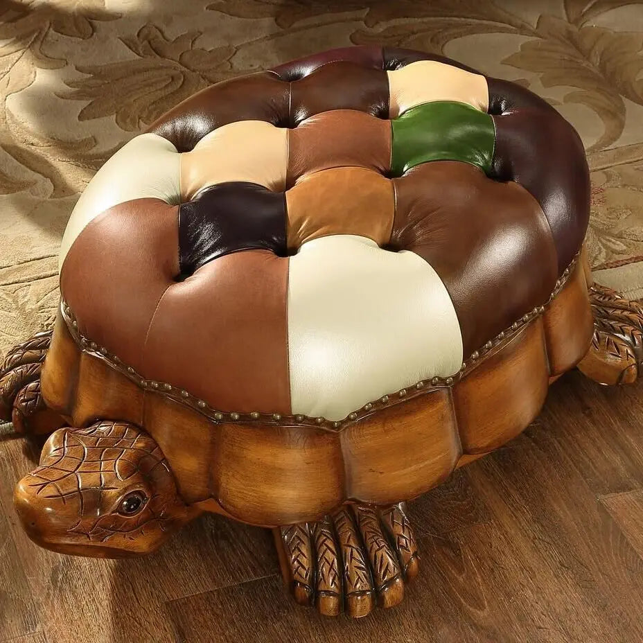 Ottoman en cuir de tortue sur mesure, cinq couleurs