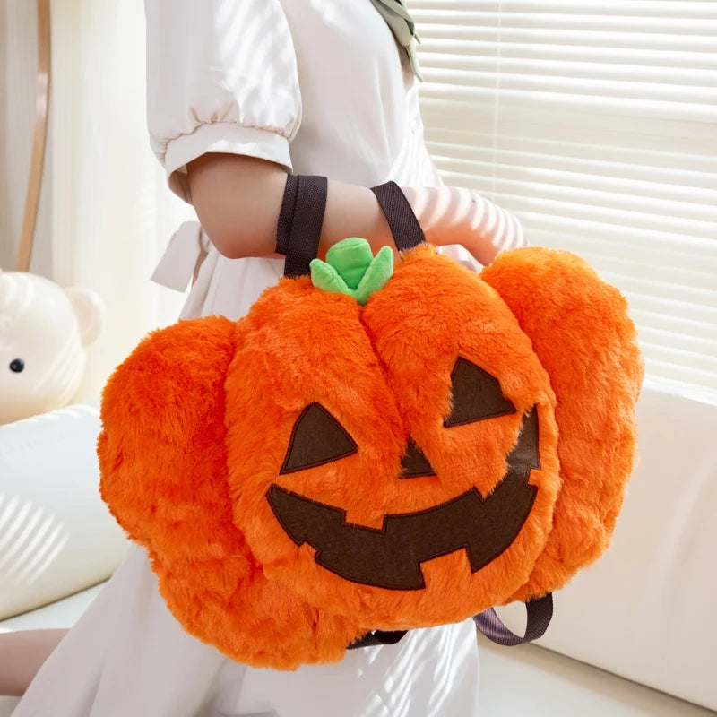 Halloween Pumpkin Plush Trick-or-Treat Bag | Spooky Tote for Kids