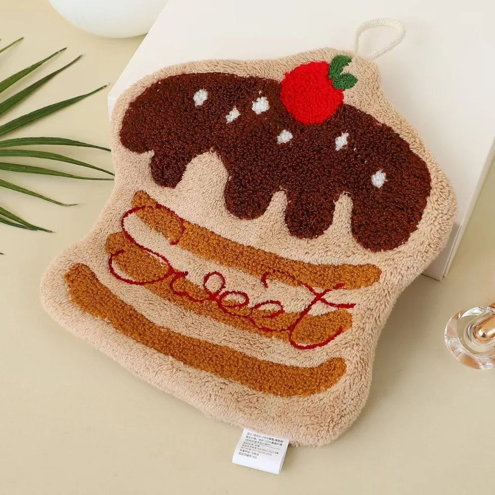 Cute Cake Hand Towel – Soft Hanging Kitchen & Bathroom Cloth
