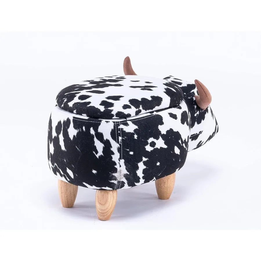 Ottoman Vache en Tissu Velours en Deux Couleurs