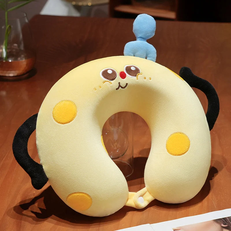 U-Shaped Travel Pillow with Carry Box | Neck Pillow in Plush Storage Case