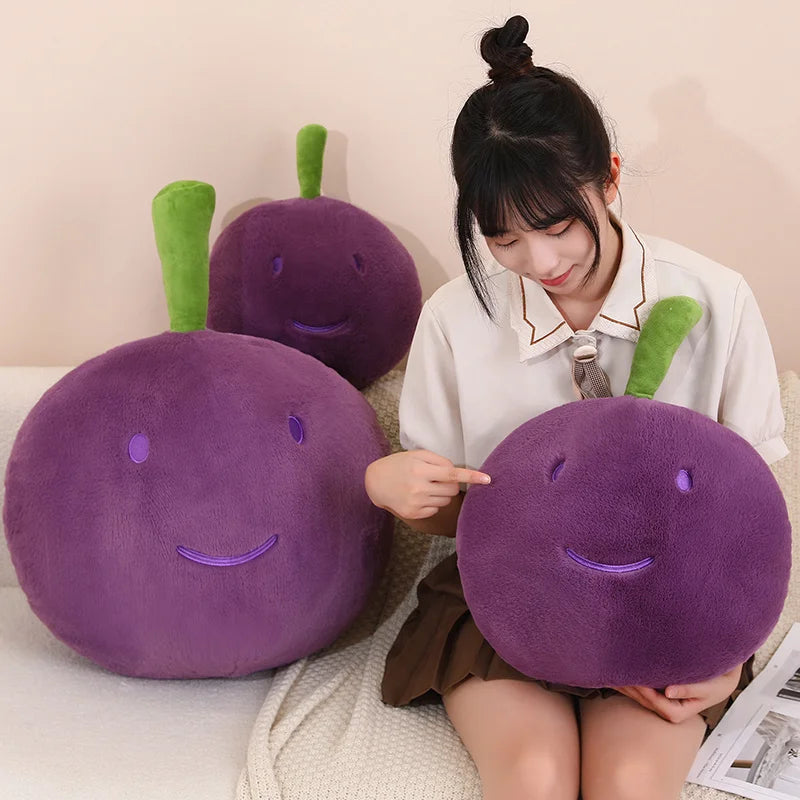 Grape Cluster Plush Toy | Cute Stuffed Fruit Plushie | soft stuffed plushie | size comparison