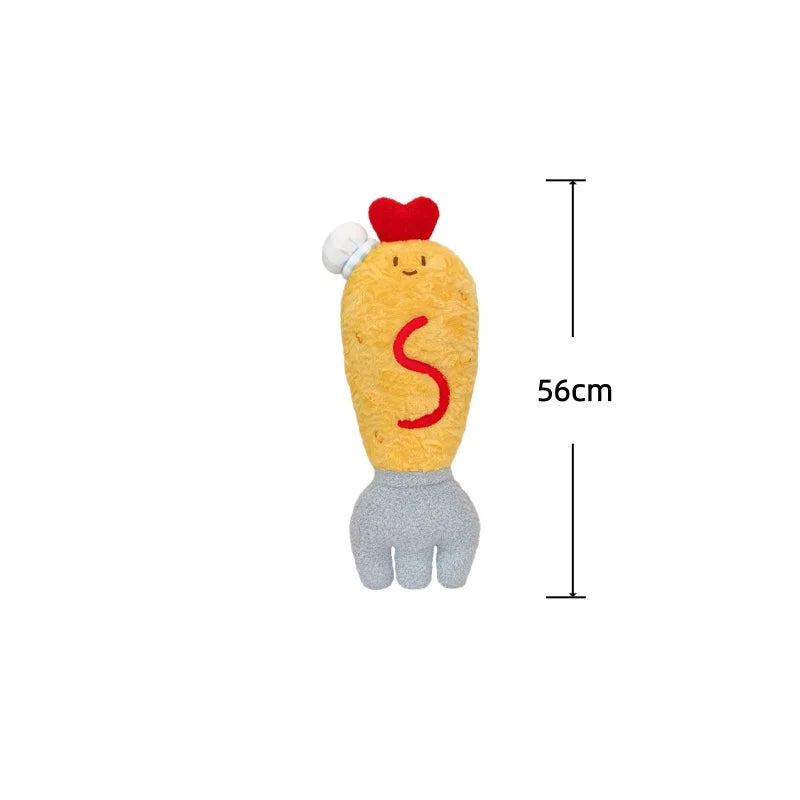 Simulation Cartoon Fork Plush Toys Creative Stuffed Soft Fried Shrimp Pillow Children Comfort Doll Home Decor for Kids Gifts