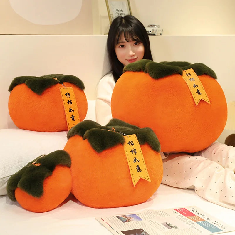 Fluffy Persimmon Plush Pillow – Long Back Support Cushion, 8" | 20 cm