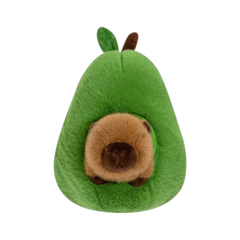 Avocado Capybara Plush Pillow – Kawaii Animal Stuffed Toy, 14" | 35 cm