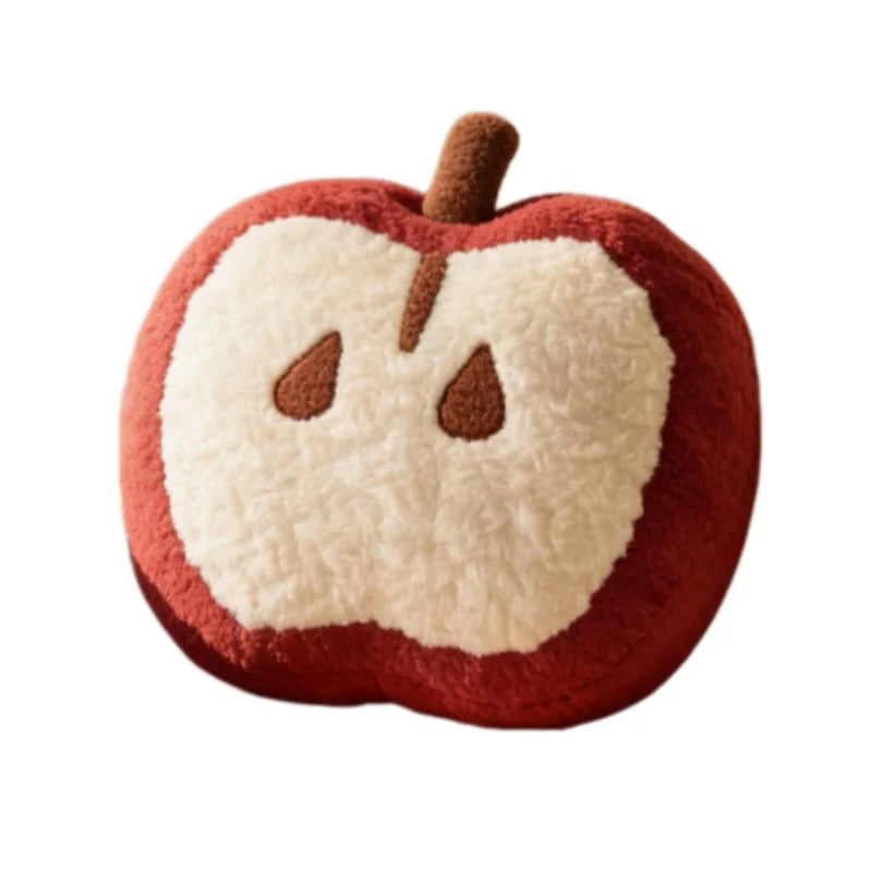 Red Apple Plush Toy | Cute Stuffed Fruit Pillow | soft stuffed plushie | side view